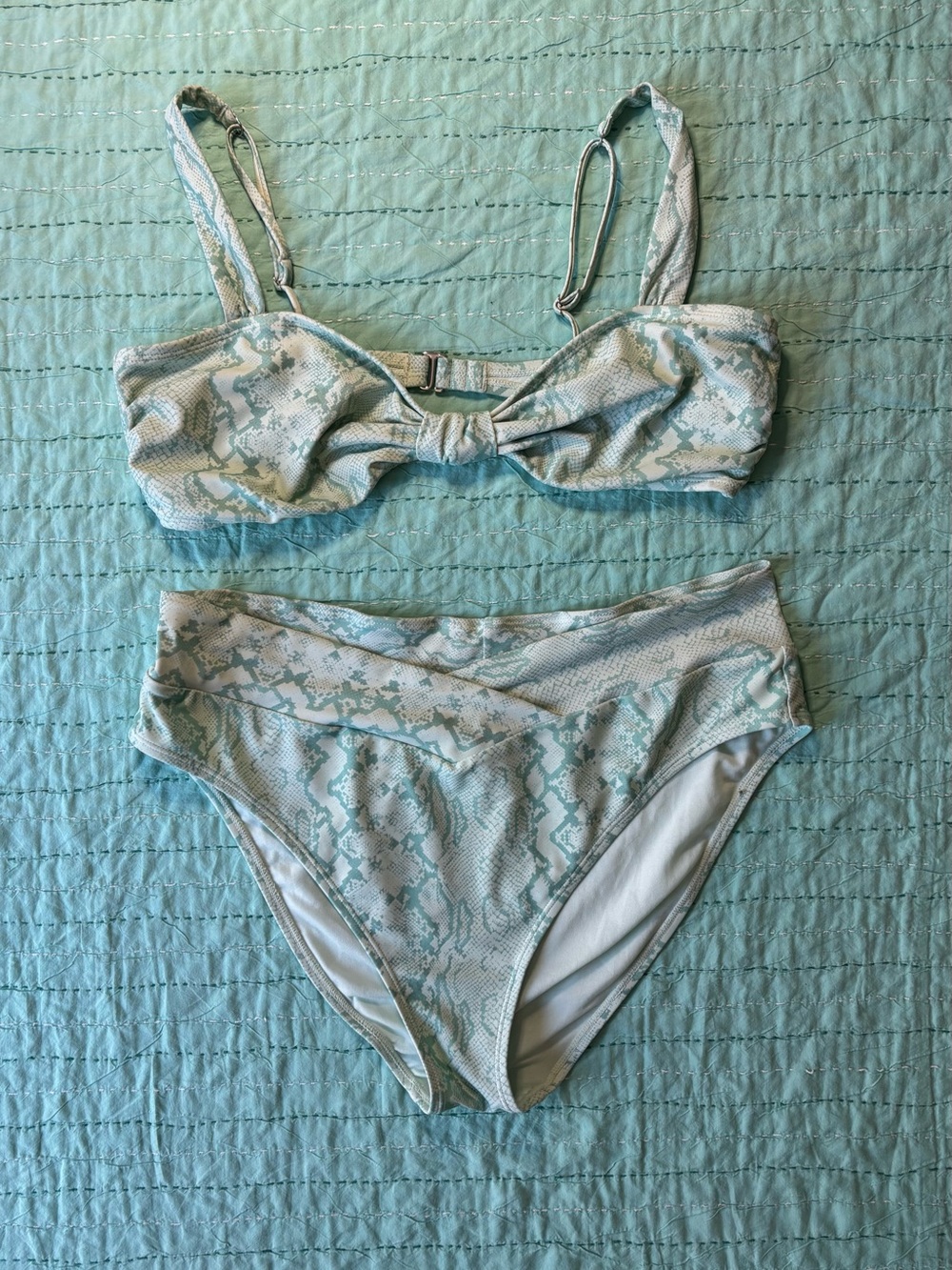Ninety-Nine XXL Mint Snakeskin Print Bikini.